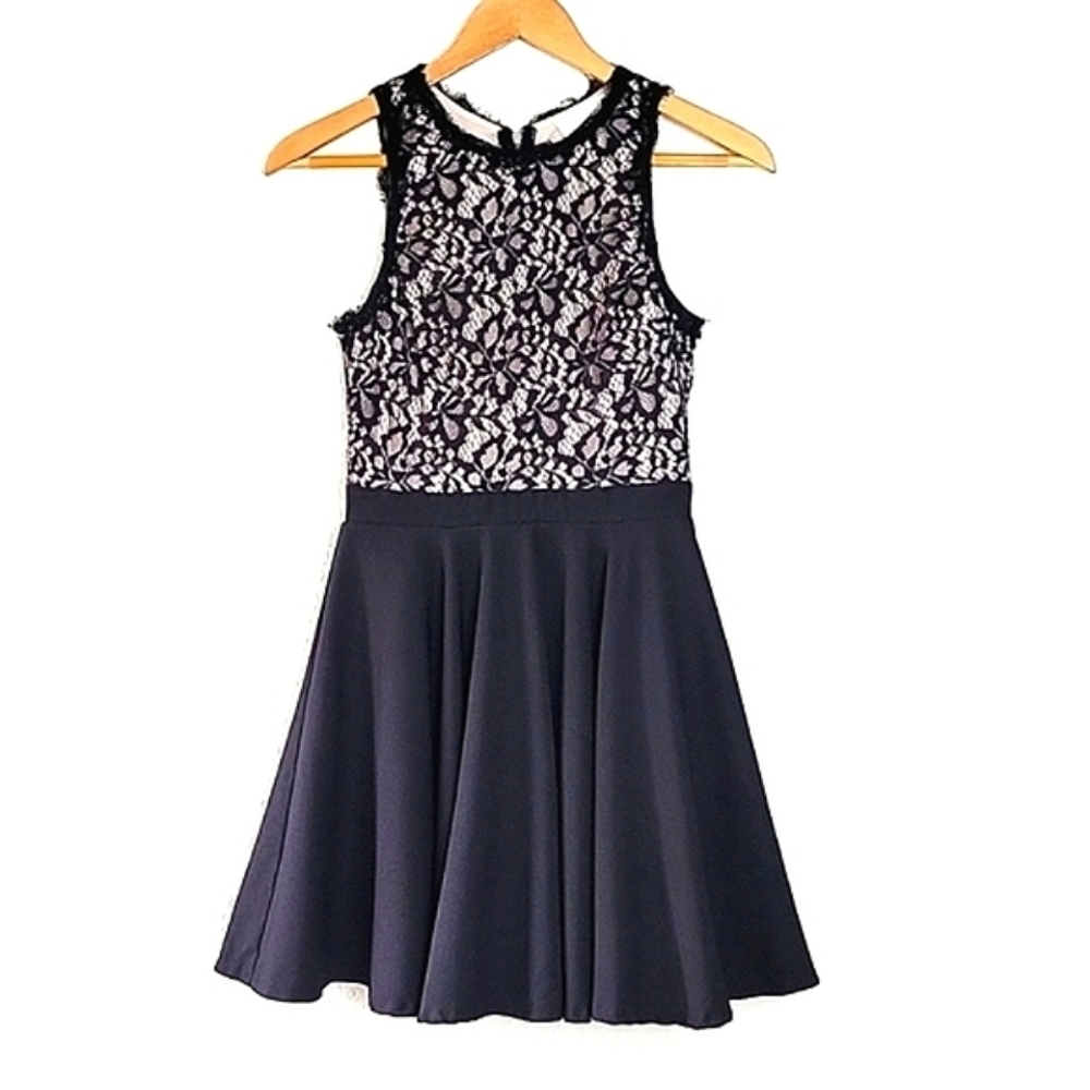 KATIA FASHION Black Sleeveless Cocktail Mini Dress size S LBD Lace Dance NYE